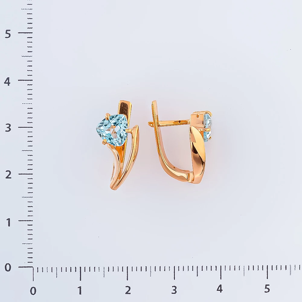 Серьги с топазом из красного золота 585 пробы