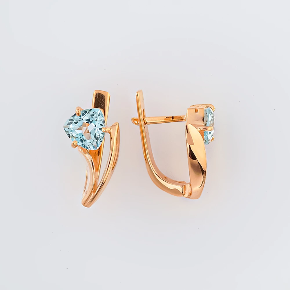 Серьги с топазом из красного золота 585 пробы