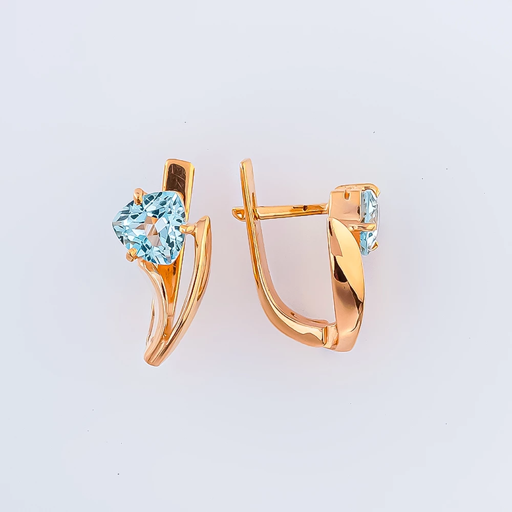 Серьги с топазом из красного золота 585 пробы