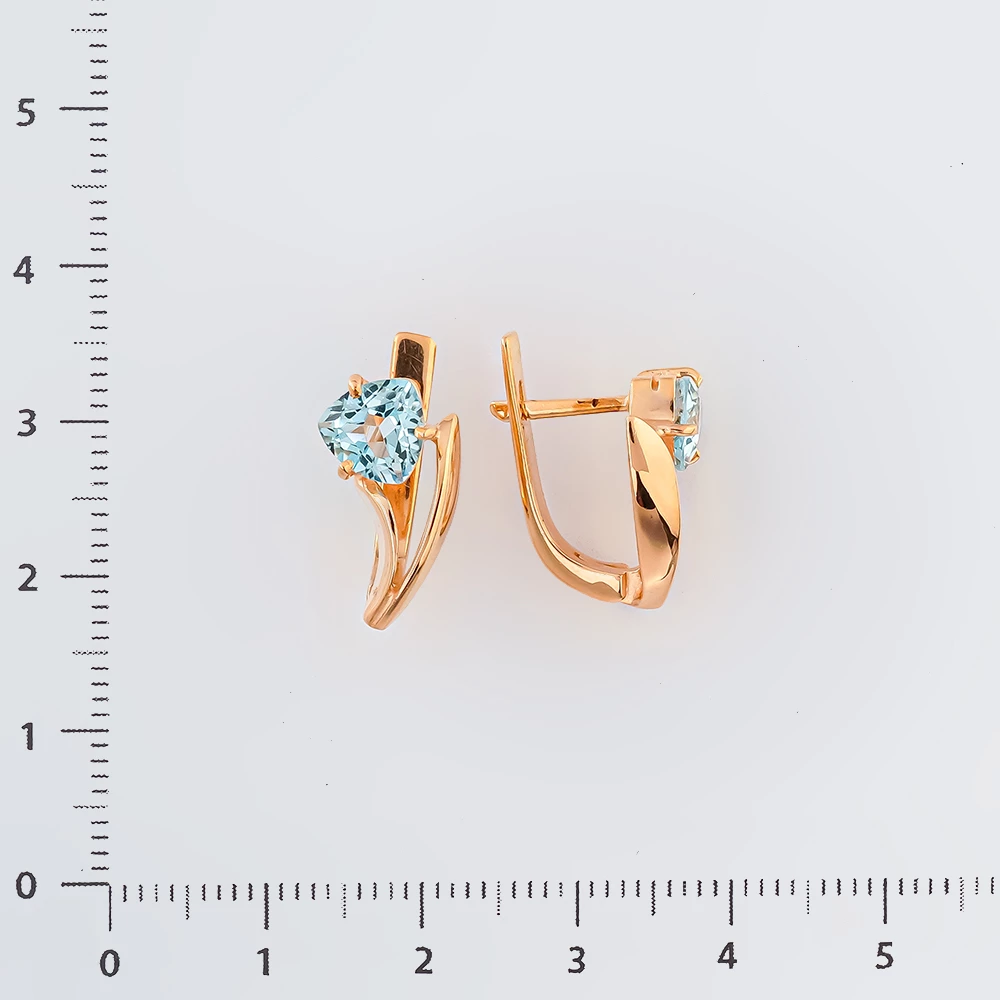 Серьги с топазом из красного золота 585 пробы