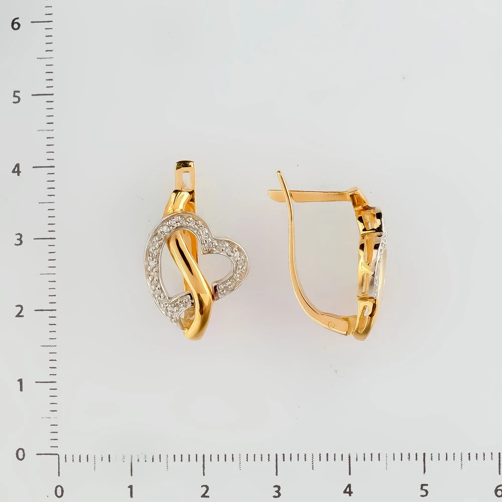 Серьги с бриллиантом из желтого золота 500 пробы