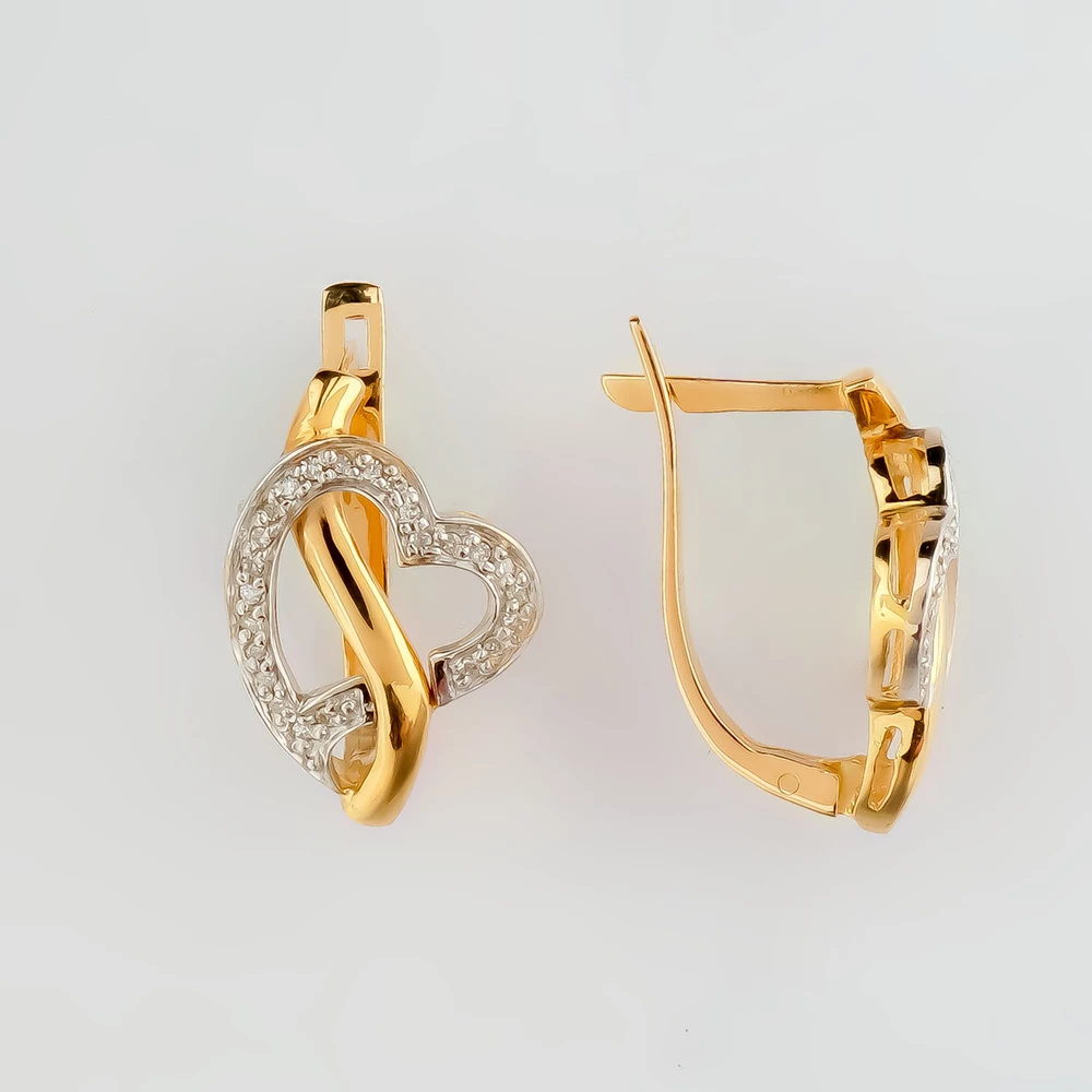 Серьги с бриллиантом из желтого золота 500 пробы