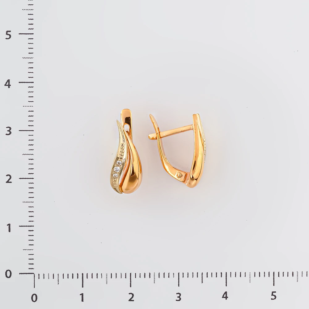 Серьги с фианитом из красного золота 585 пробы