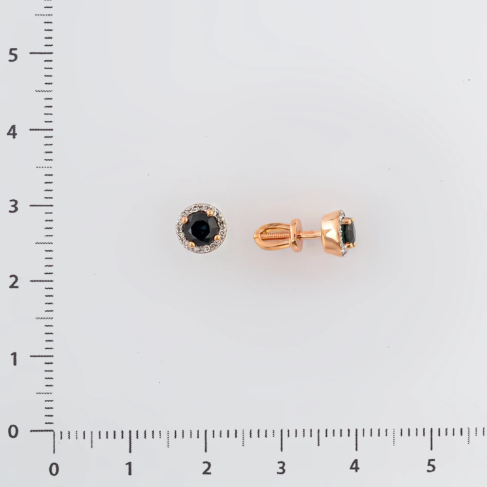 Серьги с сапфиром из красного золота 585 пробы