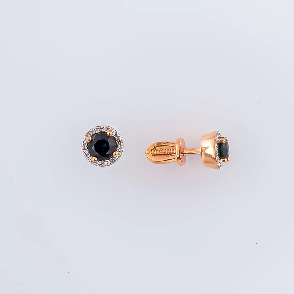 Серьги с сапфиром из красного золота 585 пробы