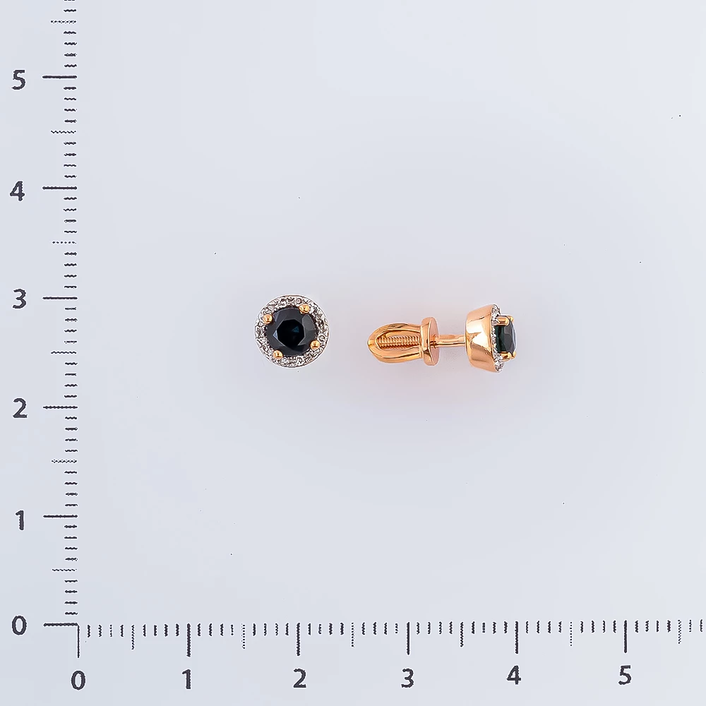 Серьги с сапфиром из красного золота 585 пробы