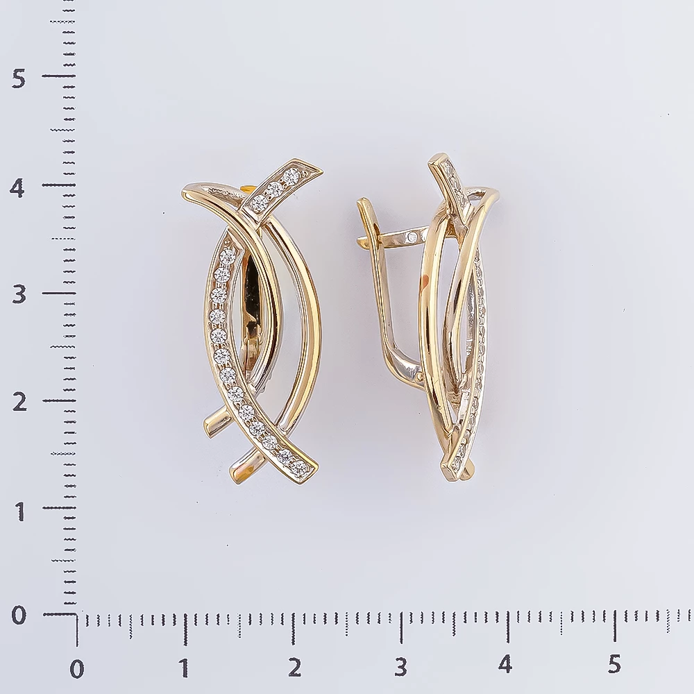 Серьги с фианитом из белого золота 585 пробы