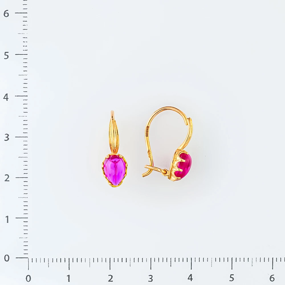 Серьги с фианитом из красного золота 583 пробы