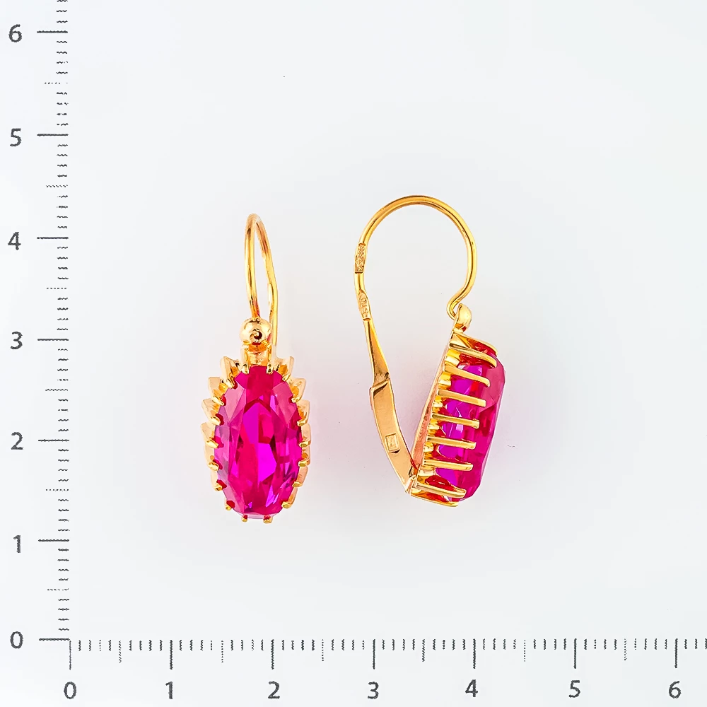 Серьги с фианитом из красного золота 583 пробы