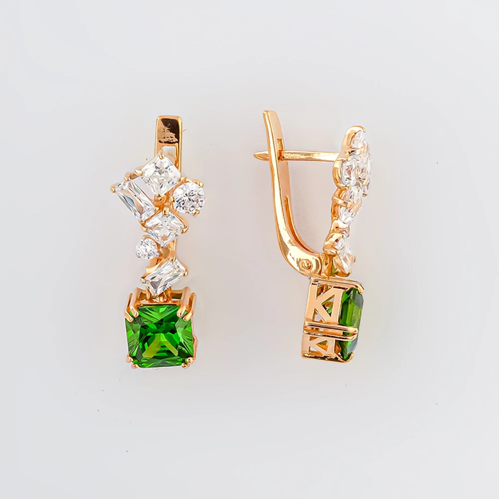 Серьги с ситаллом из красного золота 585 пробы