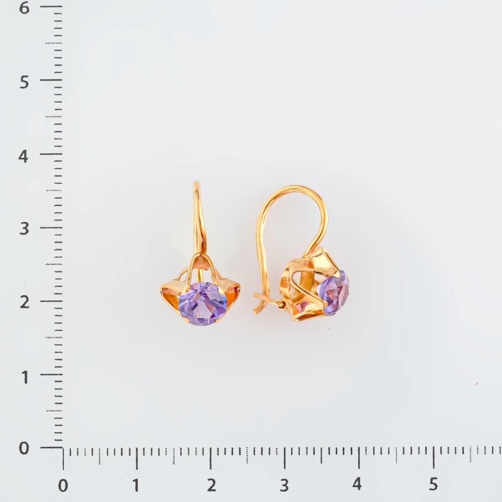 Серьги с фианитом из красного золота 583 пробы
