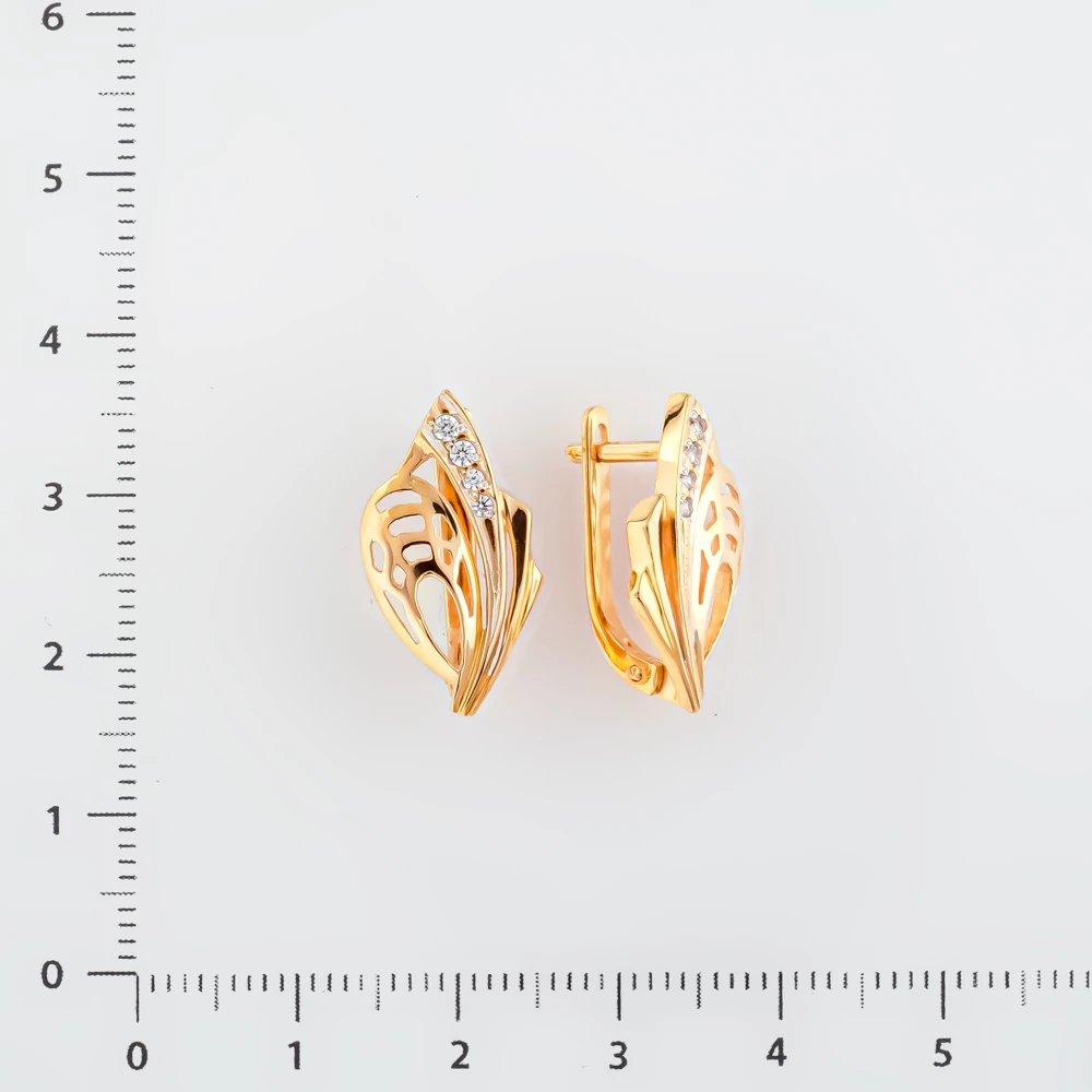 Серьги с фианитом из красного золота 585 пробы