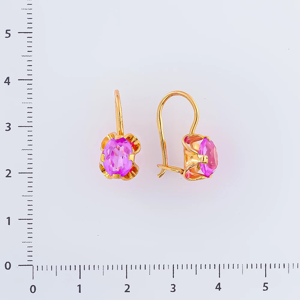 Серьги с фианитом из красного золота 583 пробы