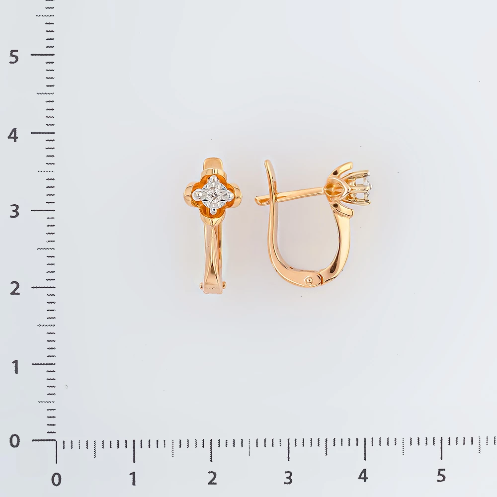 Серьги с бриллиантом из красного золота 585 пробы