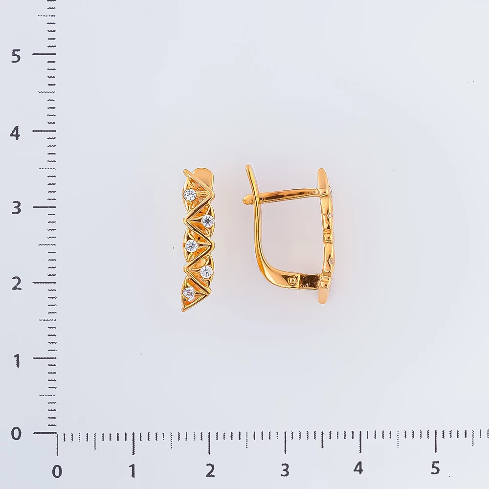 Серьги с фианитом из красного золота 585 пробы