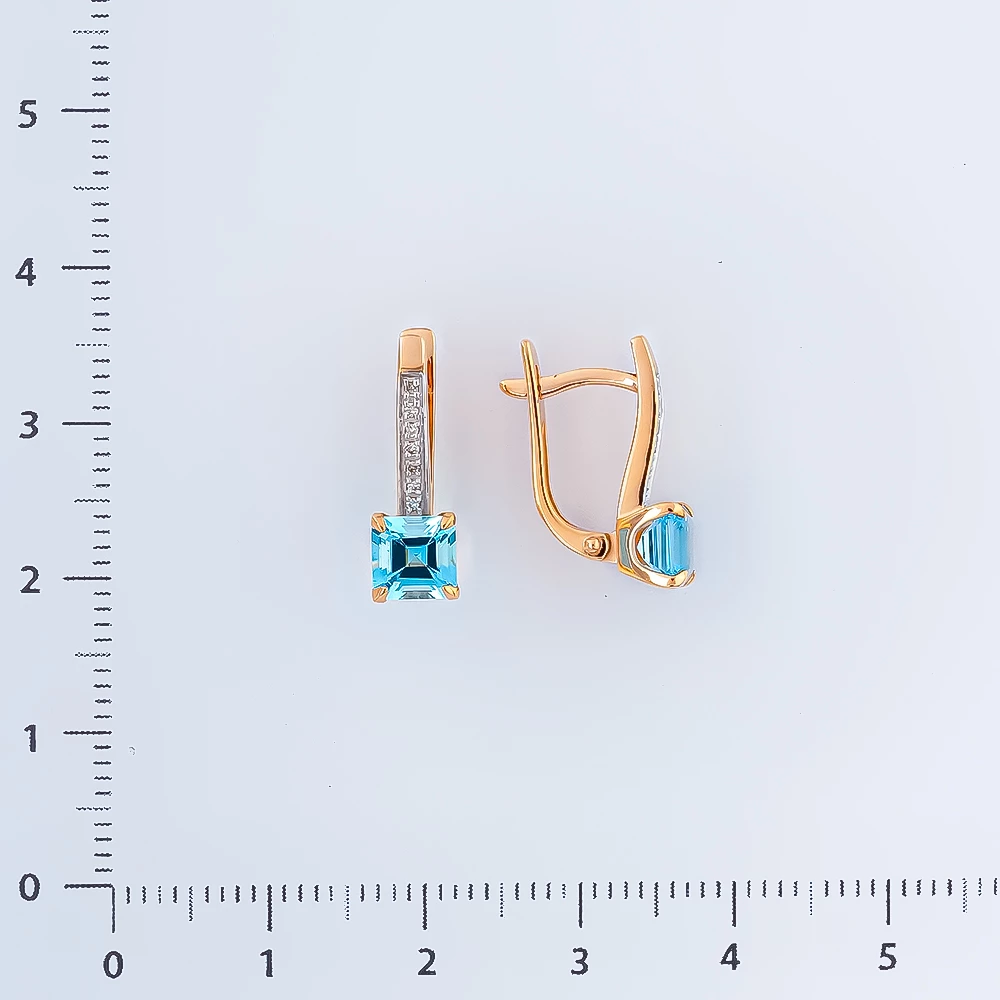Серьги с топазом из красного золота 585 пробы
