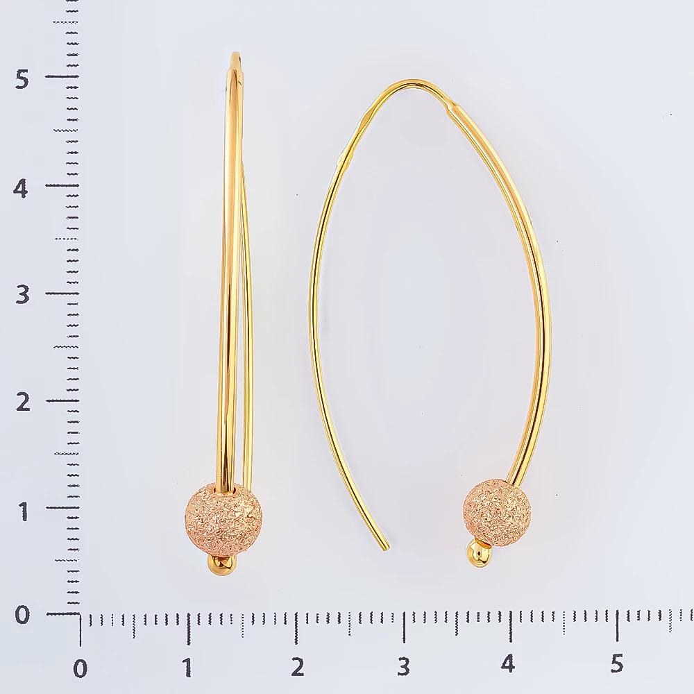 Серьги-продевки из красного золота 585 пробы