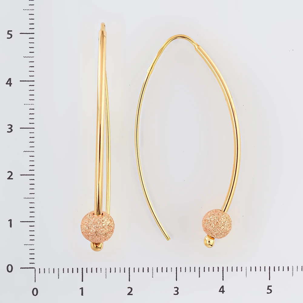 Серьги-продевки из красного золота 585 пробы