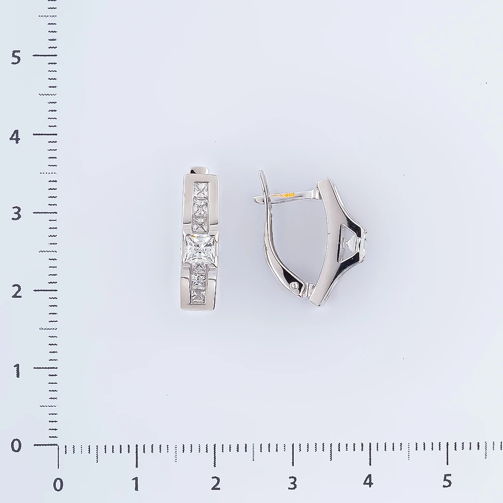 Серьги с фианитом из белого золота 585 пробы
