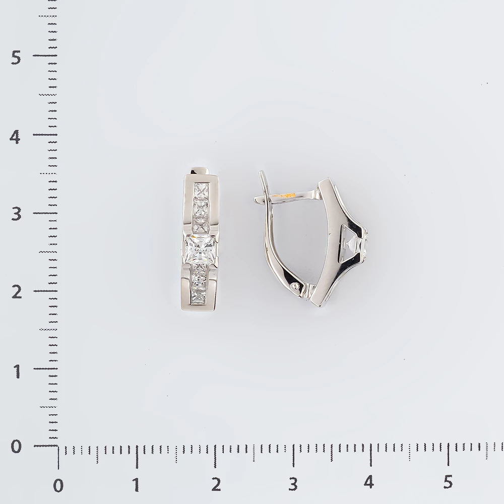 Серьги с фианитом из белого золота 585 пробы