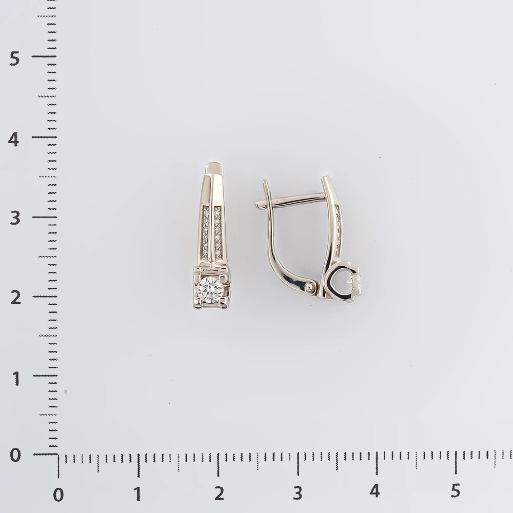 Серьги с бриллиантом из белого золота 585 пробы