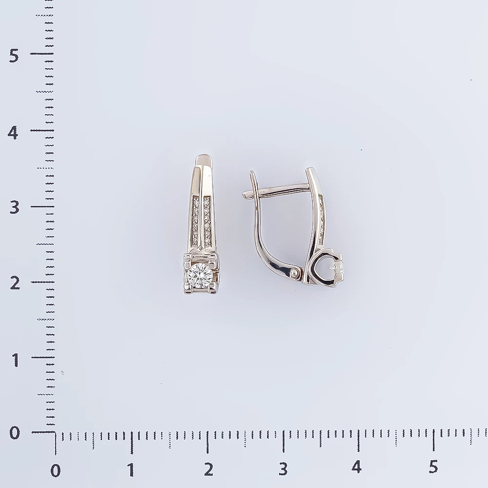 Серьги с бриллиантом из белого золота 585 пробы