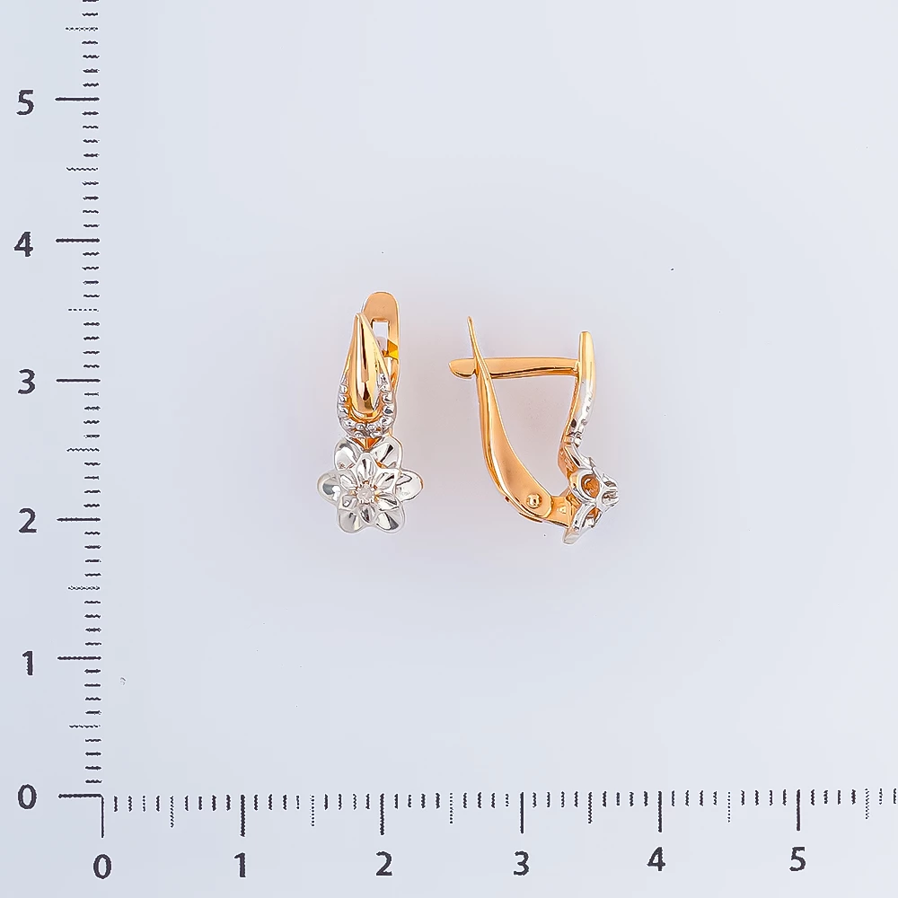 Серьги с бриллиантом из красного золота 585 пробы