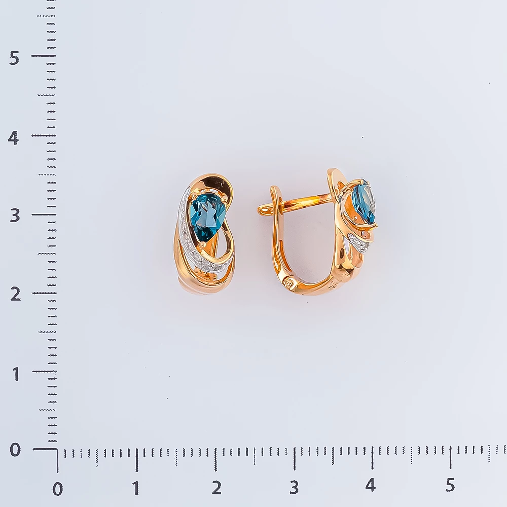 Серьги с топазом из красного золота 585 пробы