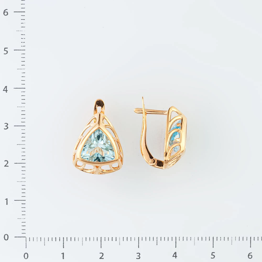 Серьги с топазом из красного золота 585 пробы