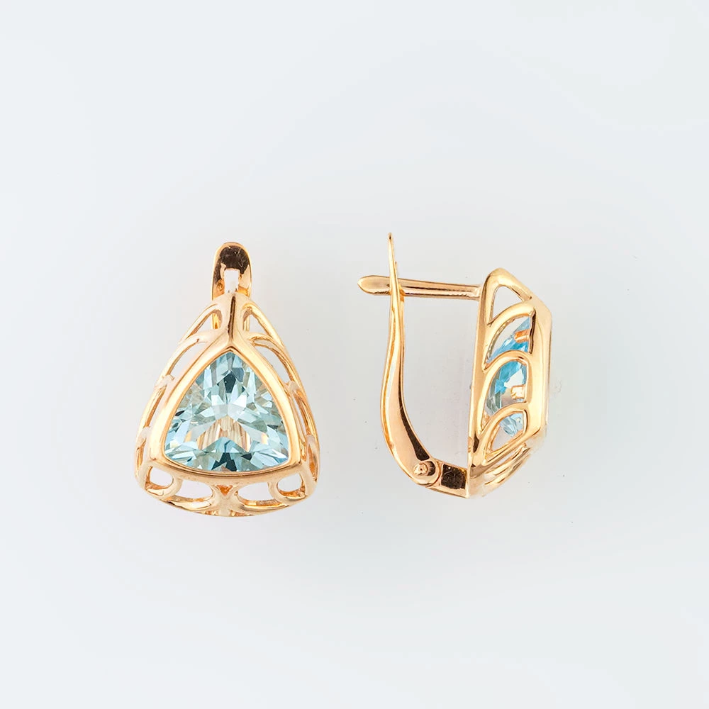 Серьги с топазом из красного золота 585 пробы