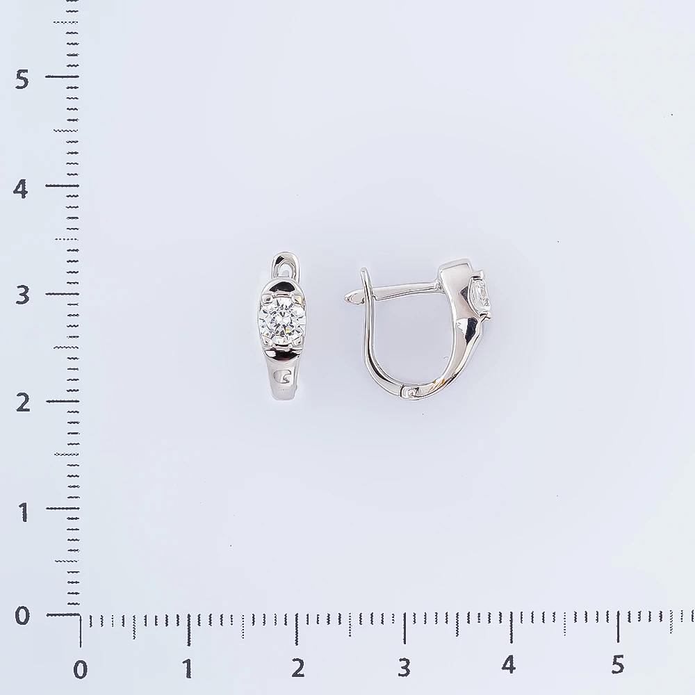Серьги с фианитом из белого золота 585 пробы