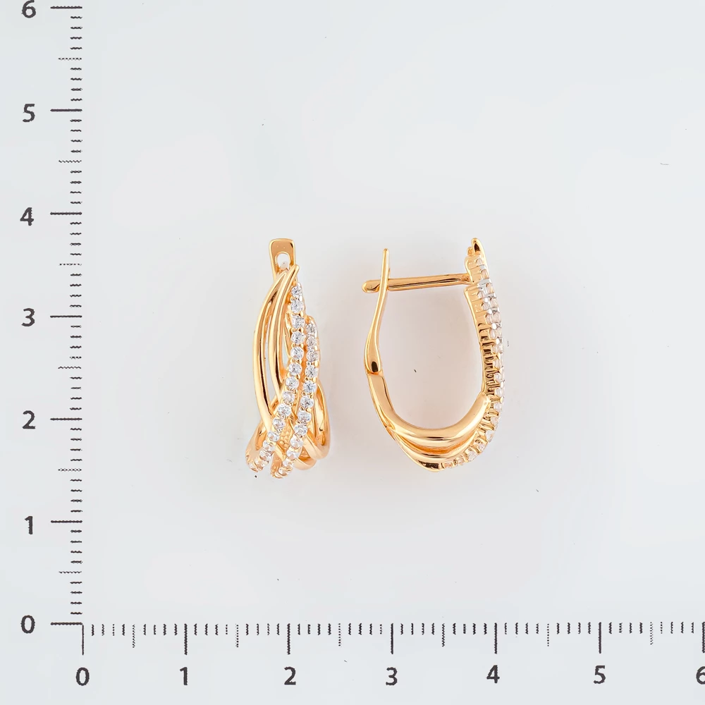 Серьги с фианитом из красного золота 585 пробы