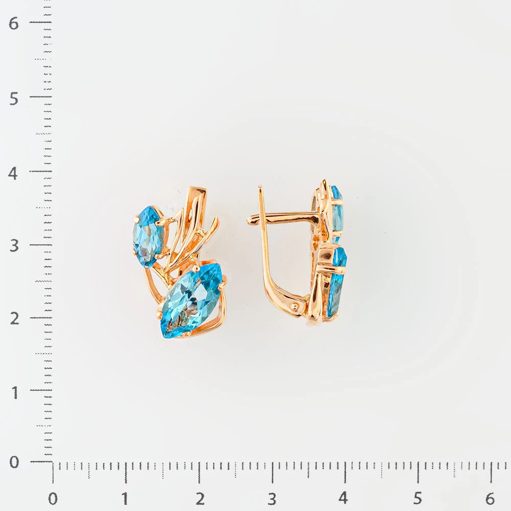 Серьги с топазом из красного золота 585 пробы