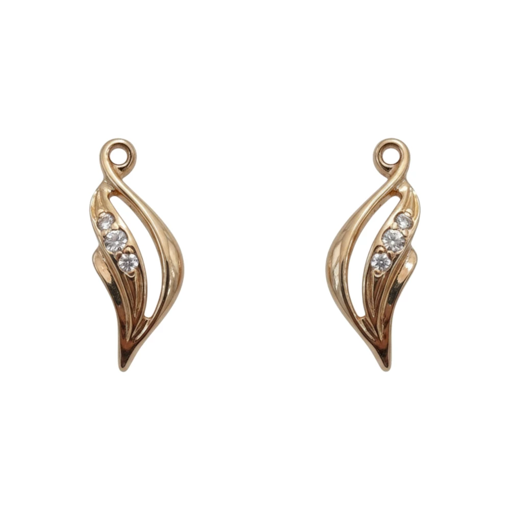 Серьги с фианитом из красного золота 585 пробы