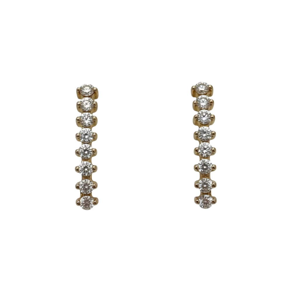 Серьги с фианитом из красного золота 585 пробы