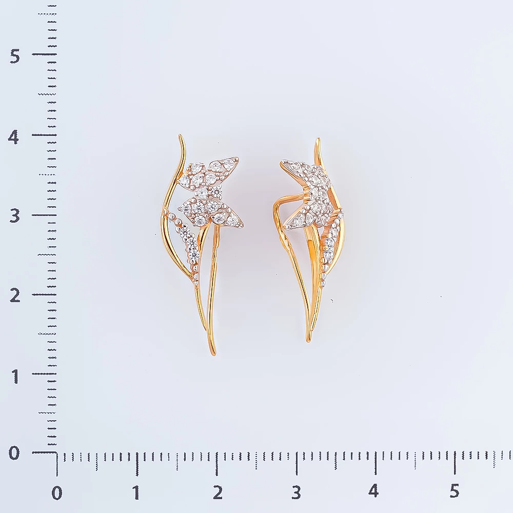 Серьги с фианитом из красного золота 585 пробы