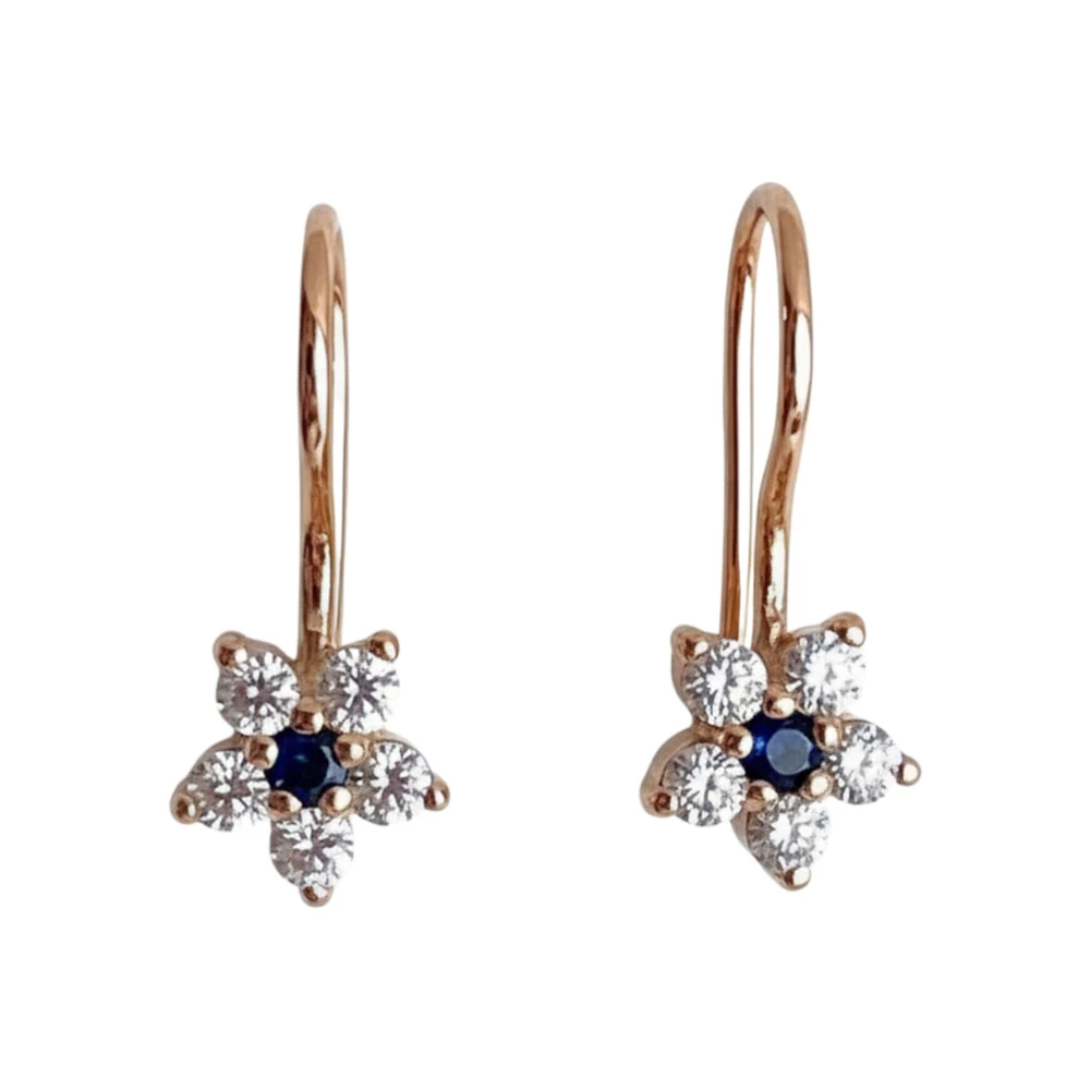 Серьги с сапфиром синтетическим из красного золота 585 пробы