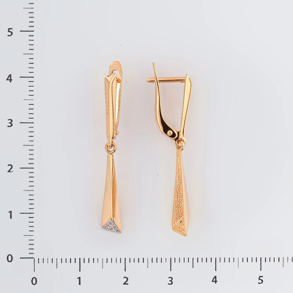 Серьги с фианитом из красного золота 585 пробы