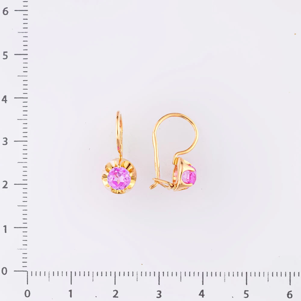 Серьги с фианитом из красного золота 583 пробы