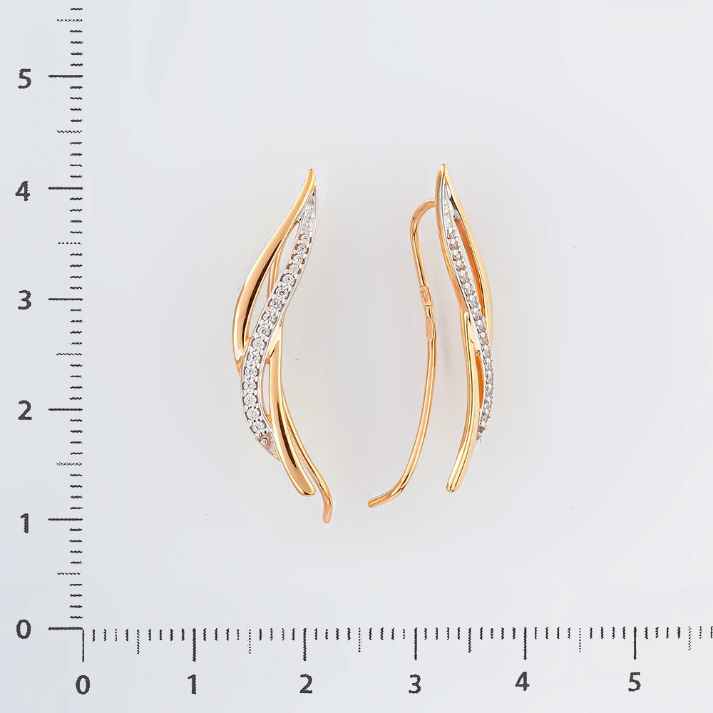 Серьги с фианитом из красного золота 585 пробы 2