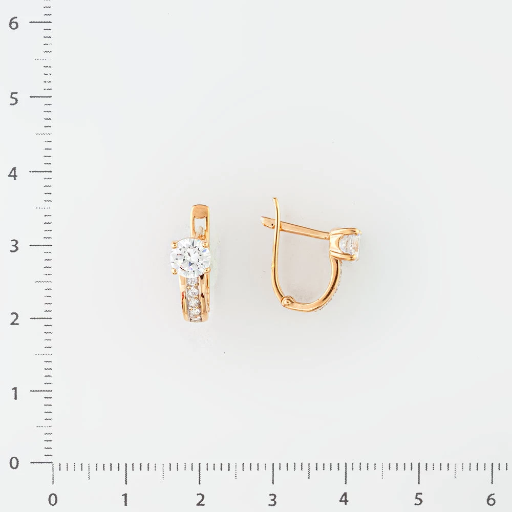 Серьги с фианитом из желтого золота 585 пробы
