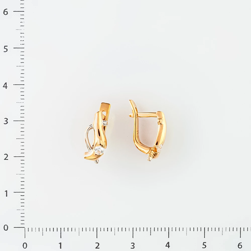 Серьги с фианитом из красного золота 585 пробы