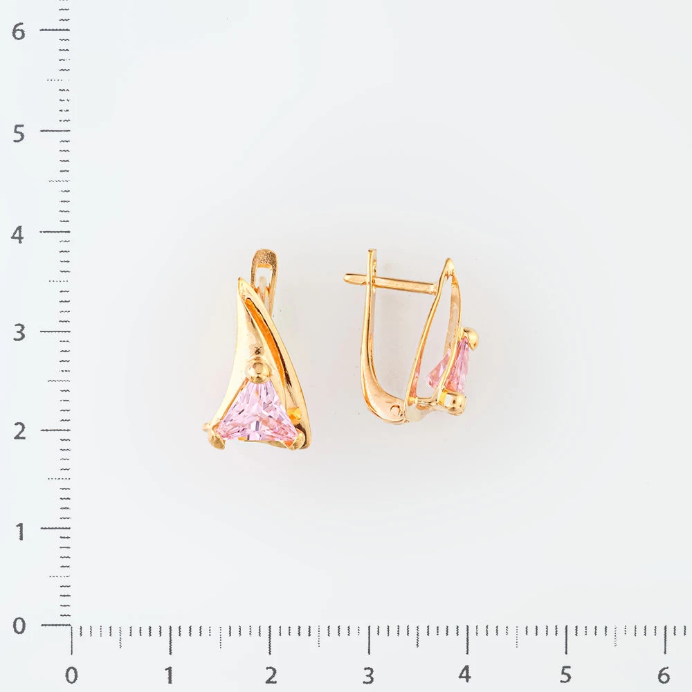 Серьги с фианитом из красного золота 585 пробы