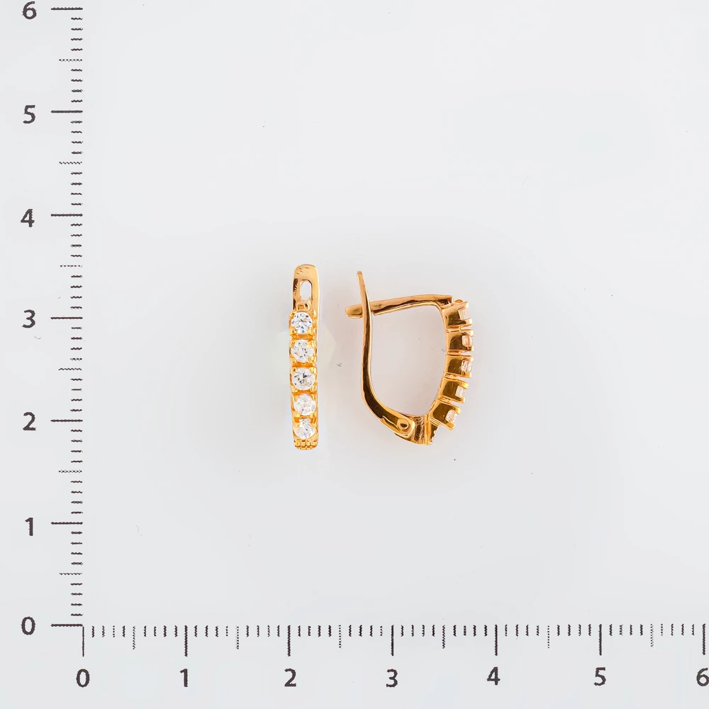 Серьги с фианитом из красного золота 585 пробы