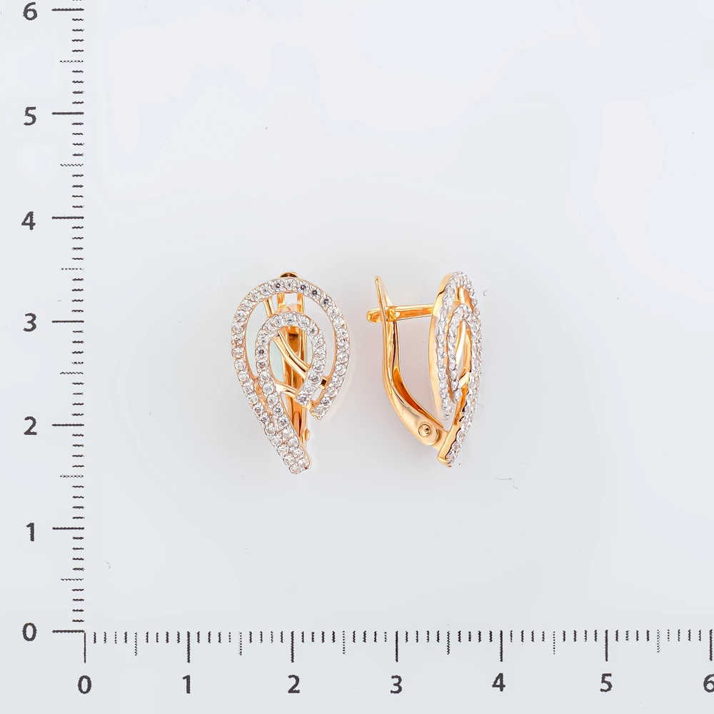 Серьги с фианитом из красного золота 585 пробы