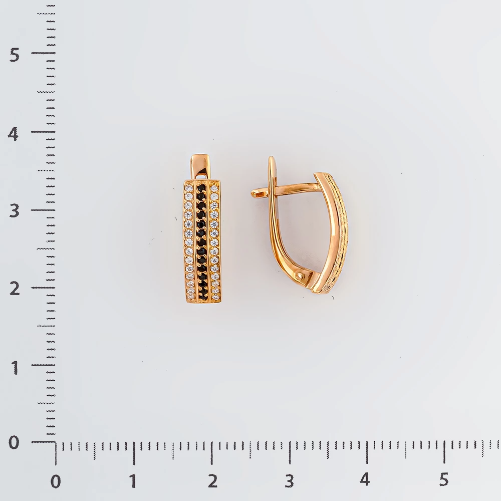 Серьги с фианитом из красного золота 585 пробы