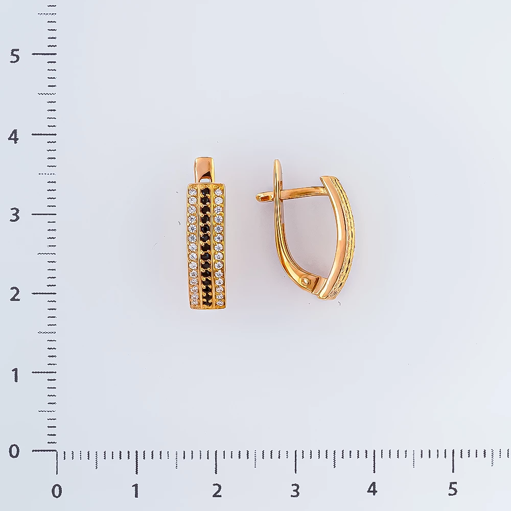 Серьги с фианитом из красного золота 585 пробы