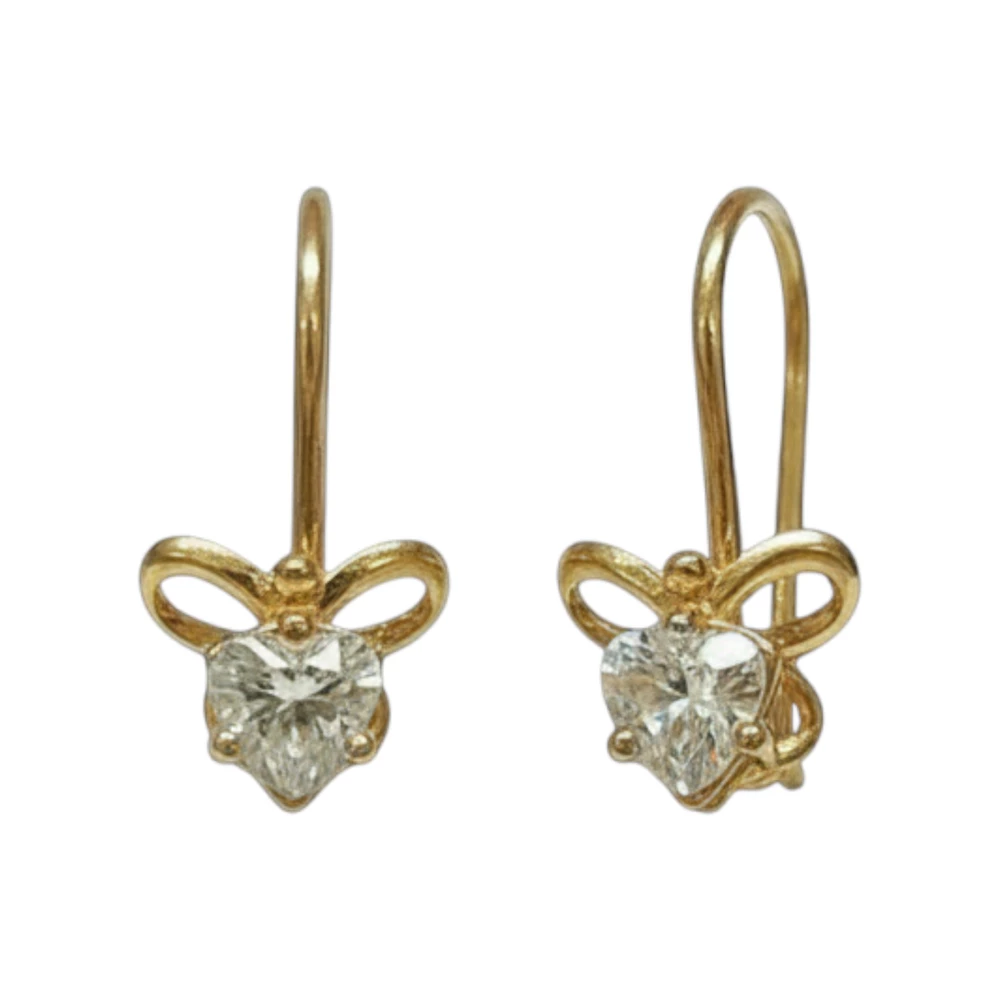 Серьги с фианитом из красного золота 585 пробы