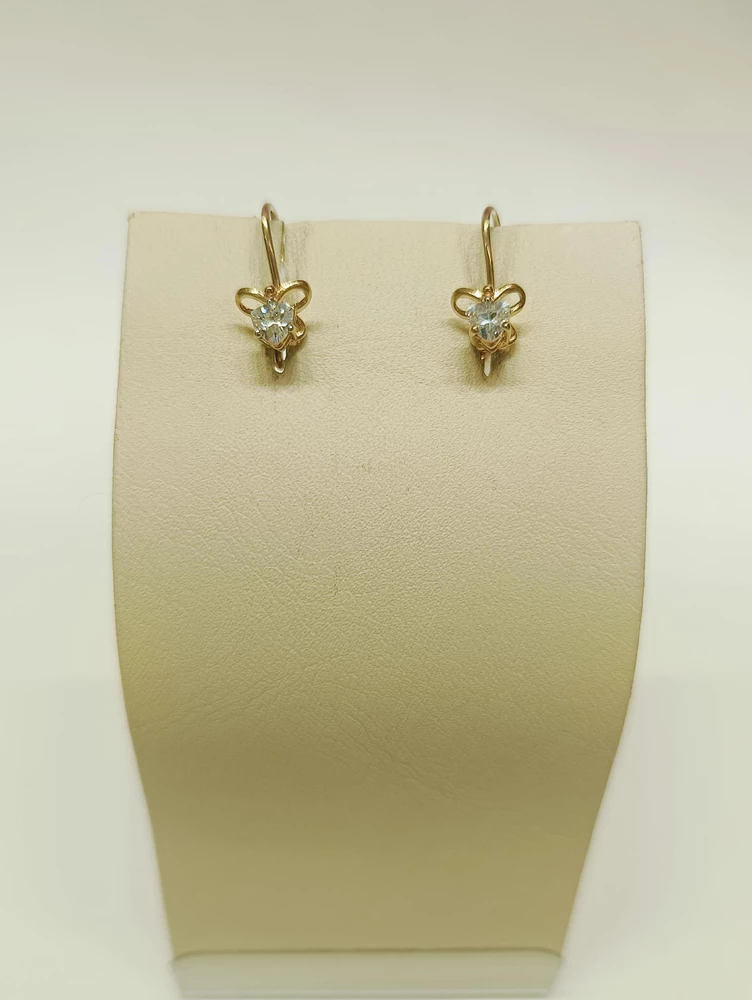 Серьги с фианитом из красного золота 585 пробы