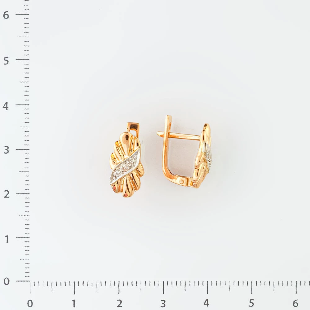Серьги с бриллиантом из красного золота 585 пробы